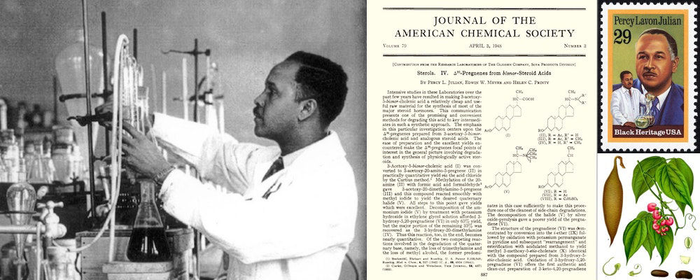 In figuring out how to synthesize hormones like testosterone and progesterone from plants, Dr. Percy Lavon Julian was a primary contributor to the launch of the steroid industry. 